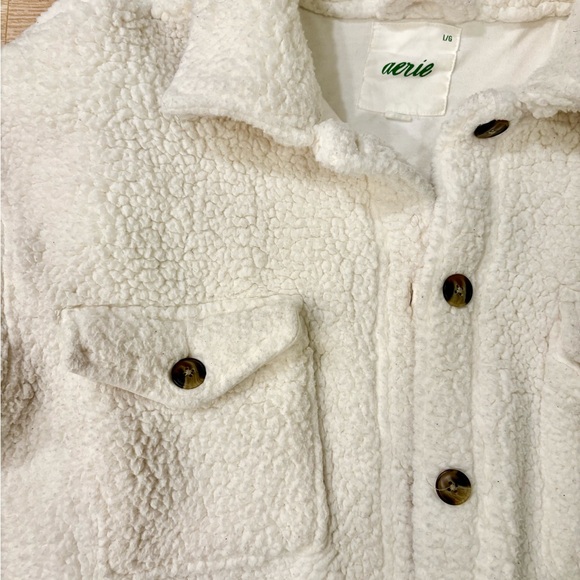 Aerie Dream Sherpa Shacket • White • Size L • Cozy Oversized Jacket - Picture 3 of 8
